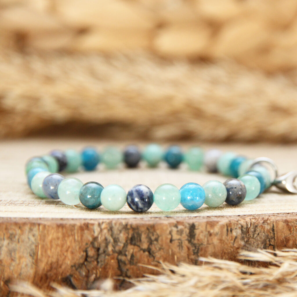 Bracelet élastique pour personnes Hypersensibles, composé d’un synergie de perles naturelles 6mm